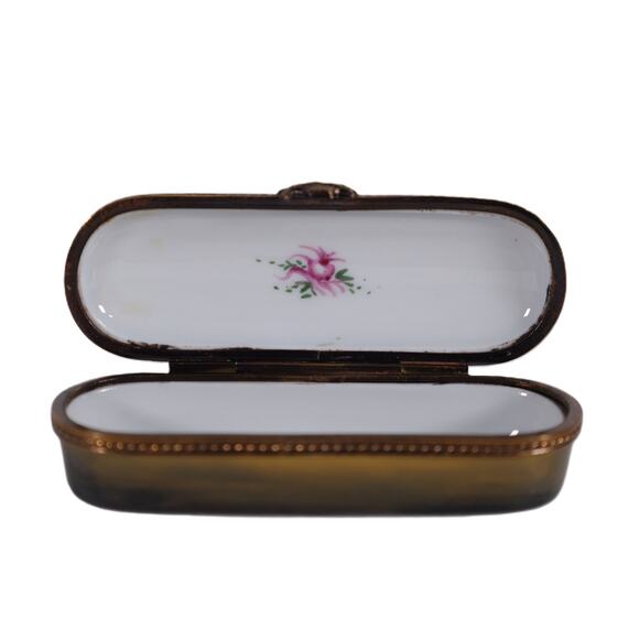 Vintage Limoges Chamart Exclusif Hand-Painted Porcelain Trinket Box–Fruit Basket - Picture 5 of 7